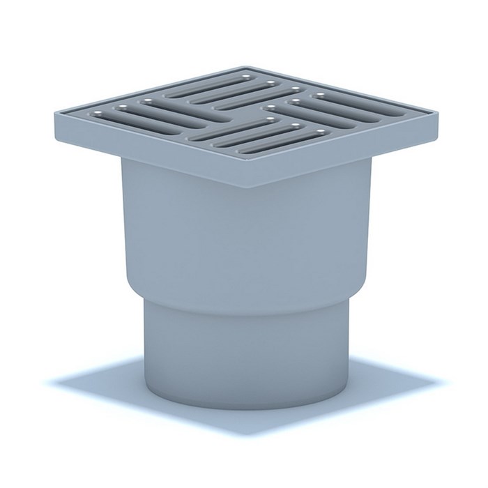 110 трап с вертик. спуском, н/рег решетка 150х150 нерж АНИ пласт TA1212 TA1212