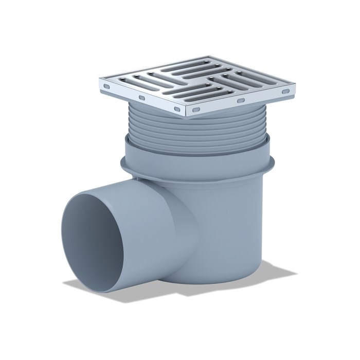 110 трап с гориз. спуском, рег решетка 150х150 нерж. АНИ пласт TA1612 TA1612