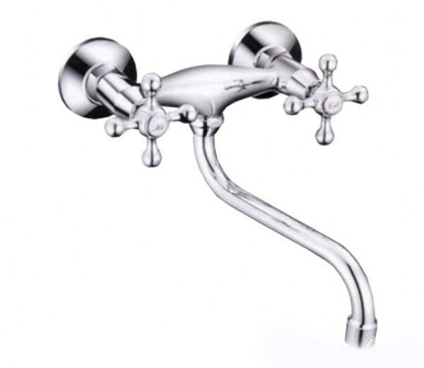 Смеситель для кухни настенный 1/2 кер F4608 FRAP Крест (нижний пов.излив, ХРОМ, силумин) F4608