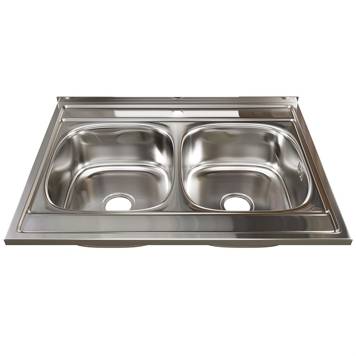 Мойка 80х60 (0,6) 2-х чаш вып 3 1/2 MIXLINE 18см с сифоном 528171