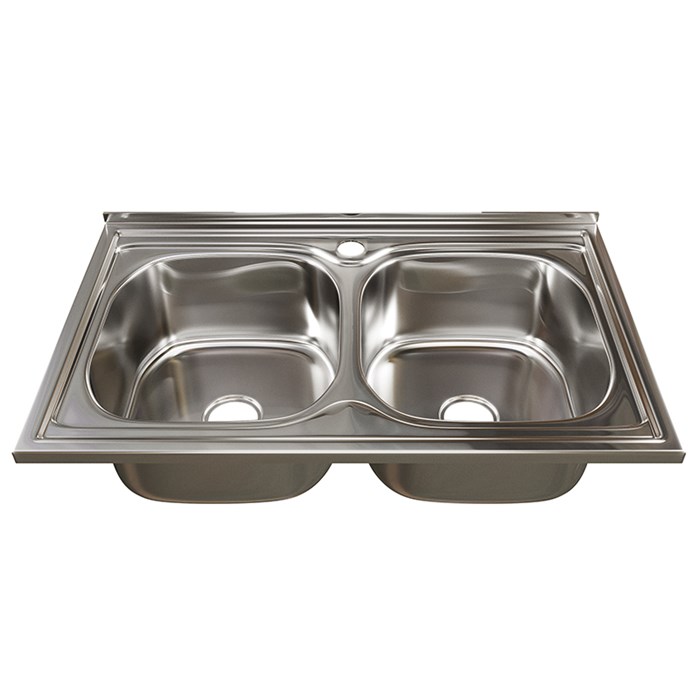 Мойка 80х50 (0,6) 2-х чаш вып 3 1/2 MIXLINE 18см с сифоном 530528