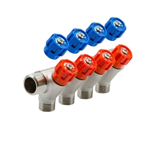 Коллектор 3/4''x1/2'' с регулировочными вентилями VRT (4 вых) VRT-8801-201504