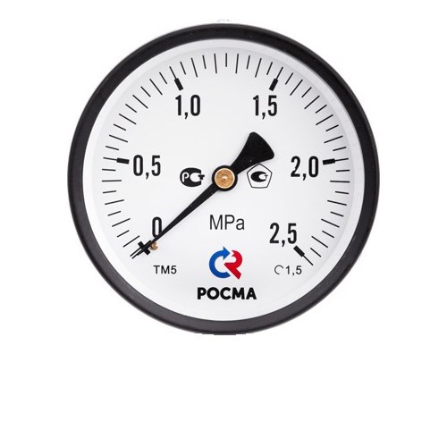 Манометр 63х1/4 25 бар ТМ-310Т (осевое аксиальное подкл., корпус сталь, минстекло) РОСМА 00000005695