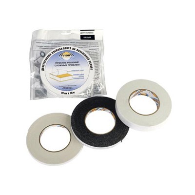 Лента двусторонняя клейкая AVIORA  12мм*10м черная 302-012