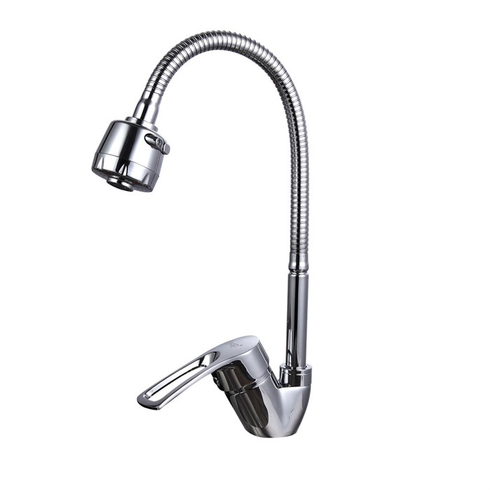 Смеситель для кухни 40к F43701-B FRAP бок.ручка (гибкий излив, п/гайку, хром, силумин) F43701-B