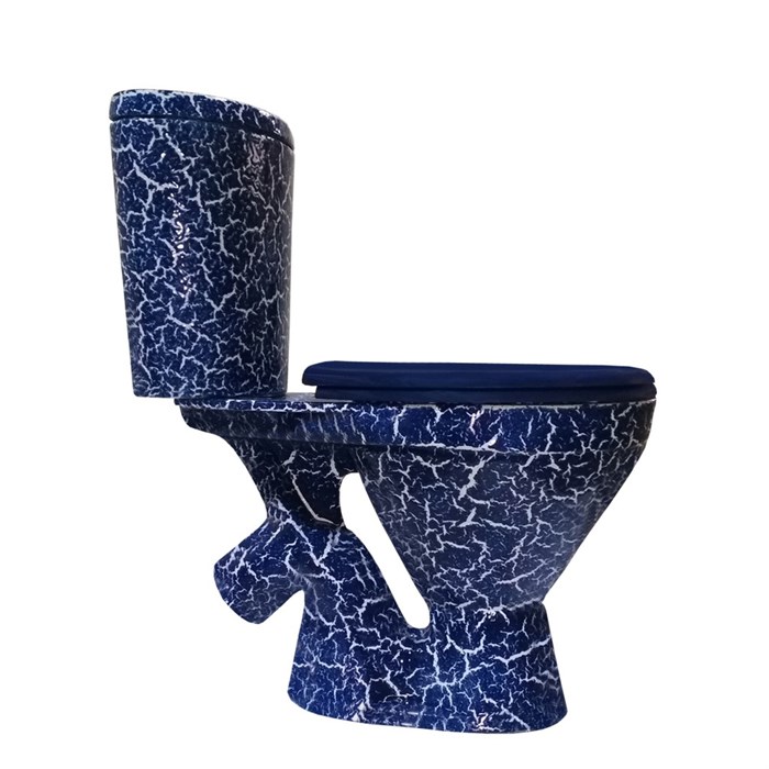 Унитаз-компакт "ЭЛЕГАНТ" синий кракелюр (косой, нижн, сид.полип., арм) (Rosa) 4640021064702