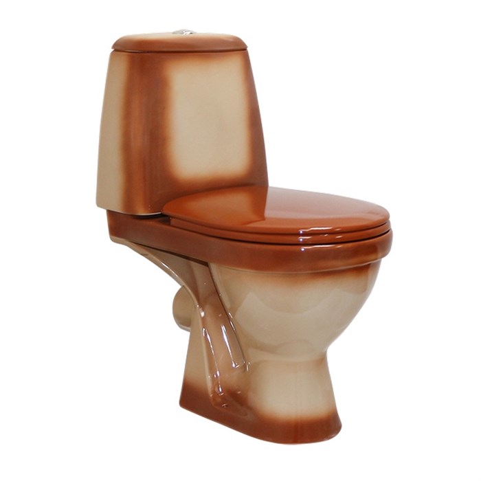 Унитаз-компакт "Премьер" коричневый (гориз, нижн, сид. полип., 2-кн.арм) (Rosa) 4620008191164