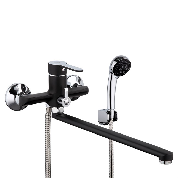 Смеситель для ванны и раковины 35к F2242 FRAP див корп (L-излив, черный/хром, латунь) F2242