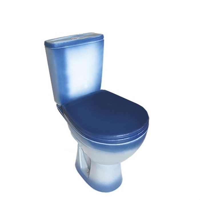 Унитаз-компакт "Соло" синий (гориз, нижн, сид. полип., 2-кн.арм.) (Rosa) 4640021065792