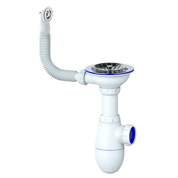 Сифон 3 1/2*40 B411P с круглым переливом  UNICORN (винт, шток, ручка - пластик) B411P