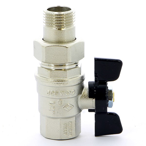 Кран шаровой со сгоном 1/2'' бабочка BUGATTI серия OREGON 322(Италия) 03220027