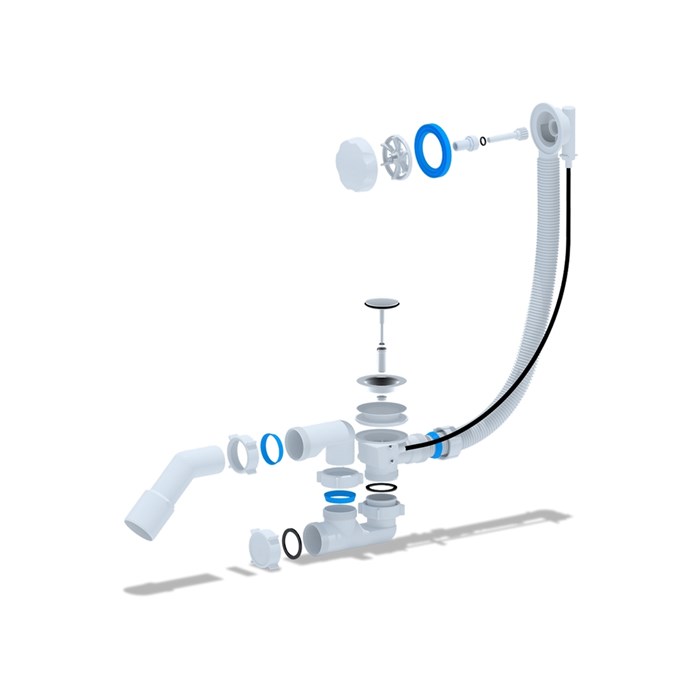 Обвязка на ванну  1 1/2*40 полуавтомат регулир. ЕM521 АНИ пласт (пластик белая) EM521