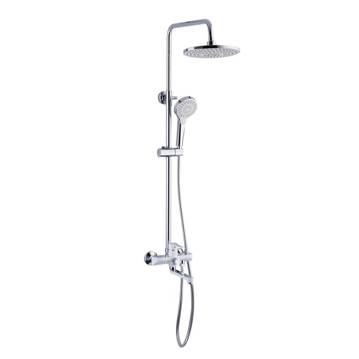 Душевая система 35к F2441 FRAP лейка "Тропич. душ" (D230мм, пов. L-излив, белый/хром, латунь) F2441