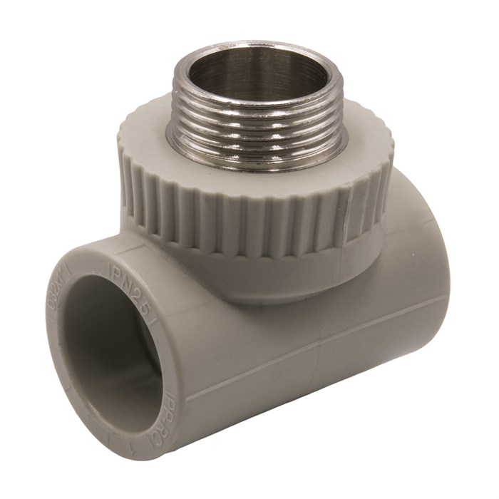 Тройник комб. нар 32х1''х32 EVER® plast  СЕРЫЙ (Россия) UPF 022 32 03 32 G