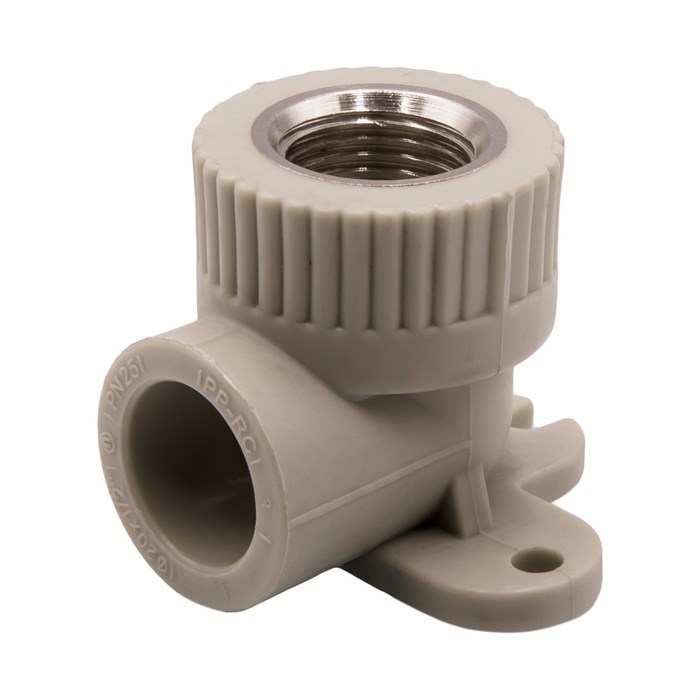 Уголок комб. вн 20х1/2'' с креплением EVER® plast  СЕРЫЙ (Россия) UPF 031 20 01 00 G