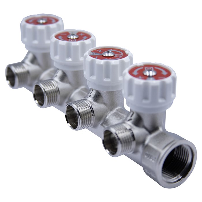 Коллектор 3/4''x1/2'' с регулировочными вентилями для подачи водоснабжения VALTEC  (4 вых) VTc.570.N.0504