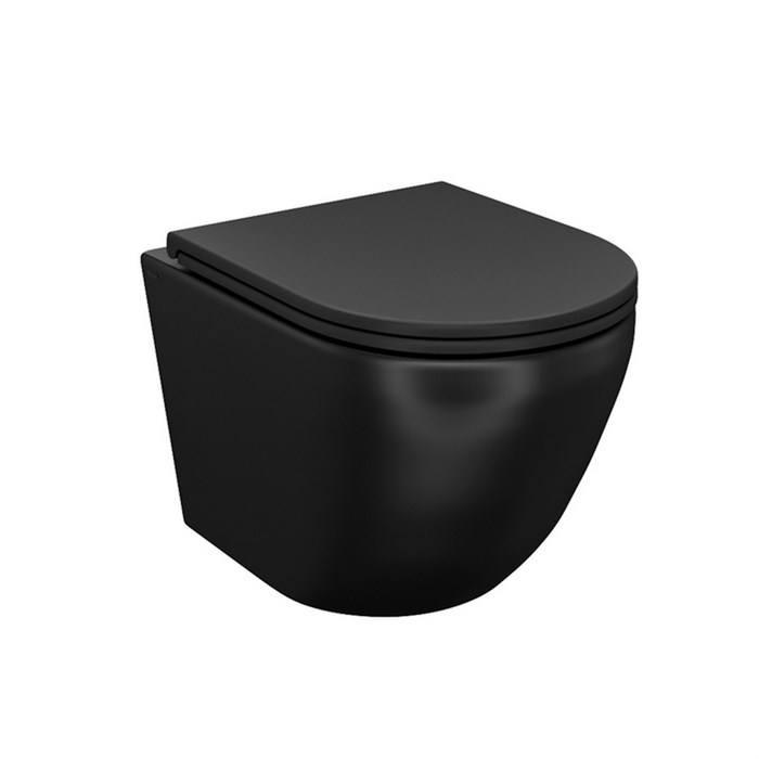 Унитаз подвесной безободковый IDDIS BLAR3BMi25 "Blanko" сиденье дюропласт, микролифт ЧЕРНЫЙ матовый BLAR3BMi25