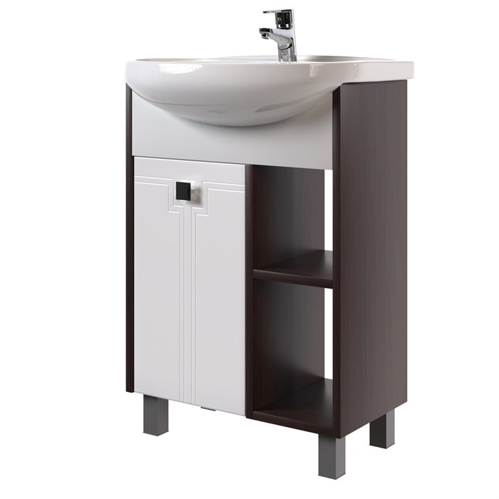 Тумба д/ванной "БОСКО-65" белая/венге под раковину Best-65 (Sanita Lux)(ПВХ) НФ-00005005