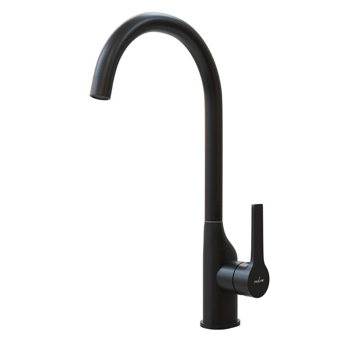 Смеситель для кухни 35k MIXLINE ML23-032 "Round Black" высокий излив боковая ручка ЧЕРНЫЙ ML23-032