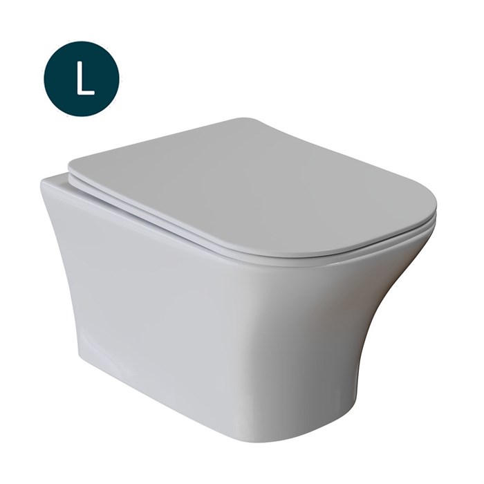 Унитаз подвесной безободковый WAVE CITY сид. дюропласт, м/л, быстр, БЕЛЫЙ глянец (L) 550502