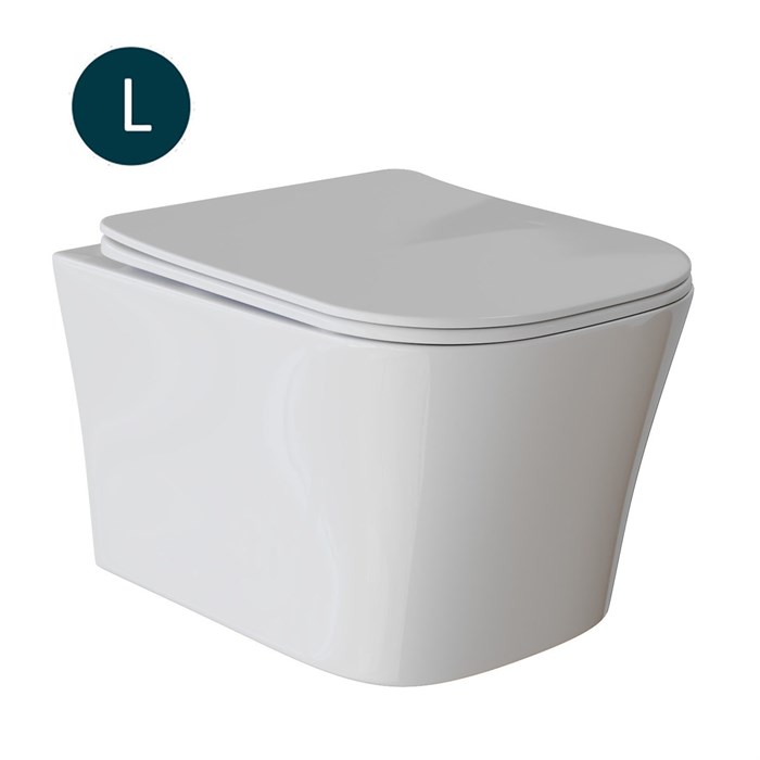 Унитаз подвесной безободковый WAVE PROMO сид. дюропласт, м/л, быстр, БЕЛЫЙ глянец (L) 550503