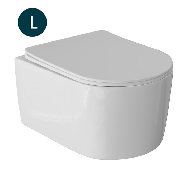 Унитаз подвесной безободковый WAVE SOLO сид. дюропласт, м/л, быстр, БЕЛЫЙ глянец (L) 550507