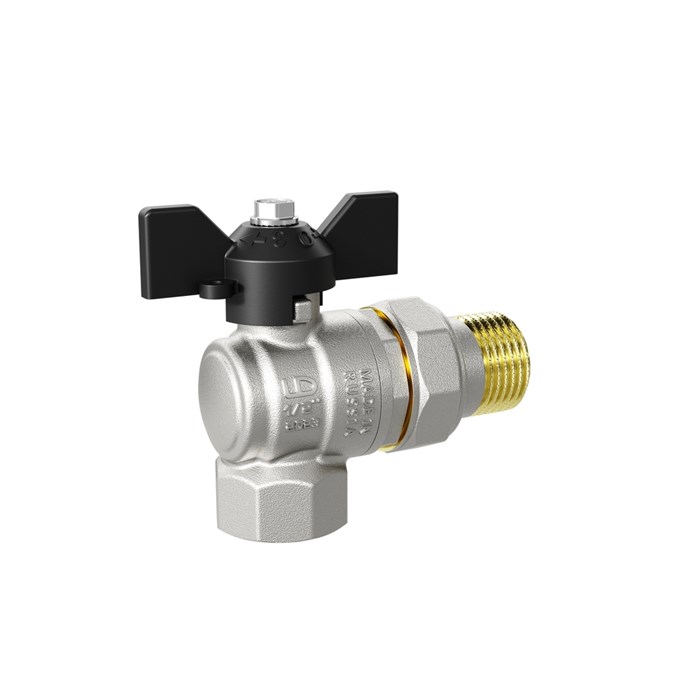 Кран шаровой со сгоном угловой 1/2''  бабочка LD PRIDE LD 47.206.15