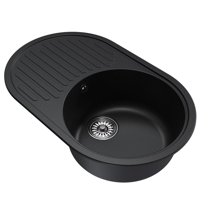 Мойка ML-GM16 КОМФОРТ овальная с крылом, ультра-черная (344), 730*460*180мм 00-00009371