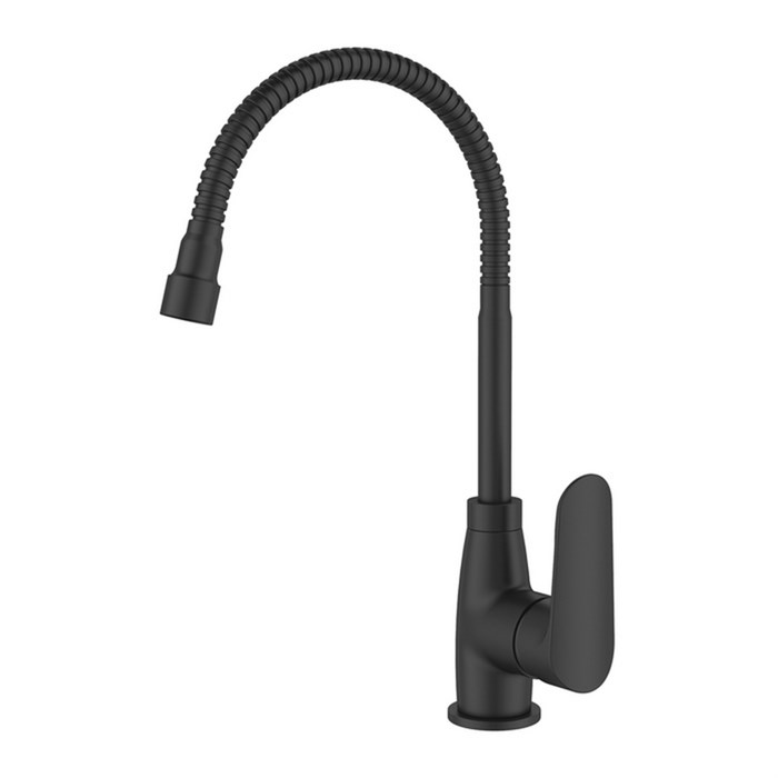 Смеситель для кухни 35к Milardo M07BL2FM05 "Meal" выс.гибкий излив, душ насадка, п/гайку ЧЕРНЫЙ мат M07BL2FM05