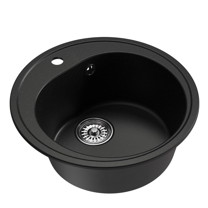 Мойкa ML-GM11 КОМФОРТ круглая, ультра-черная (344), 500мм (глуб. чаши 180) 00-00009310
