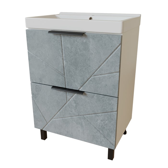 Тумба д/ванной "Гранд-60" Бетон под раковину Fest-60 (Sanita Lux) (ПВХ) tnГРАНД60.2Y-02