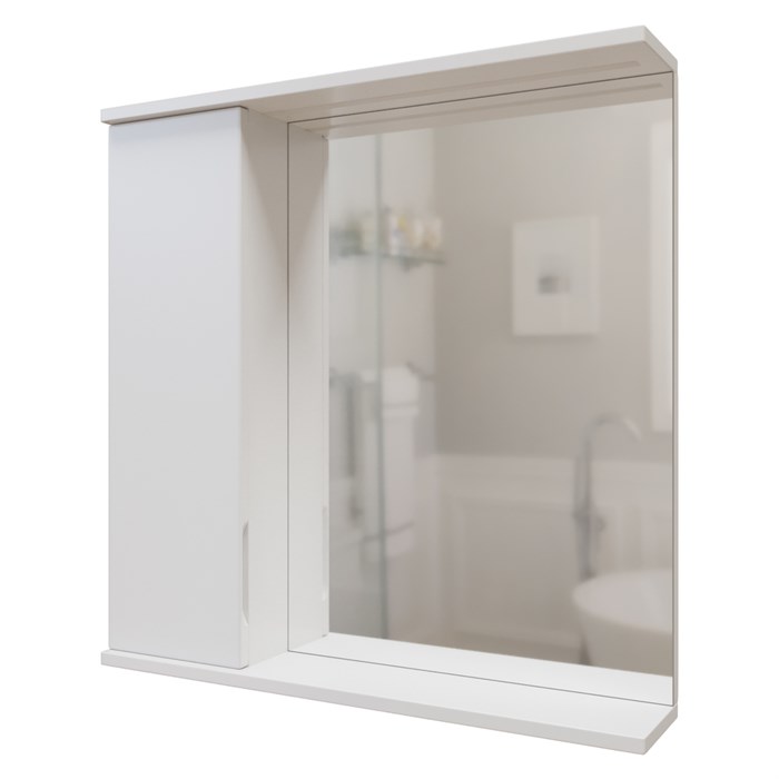 Зеркальный шкаф "Лайн-70" левый с подсветкой (ПВХ) zsЛАЙН70.L-01