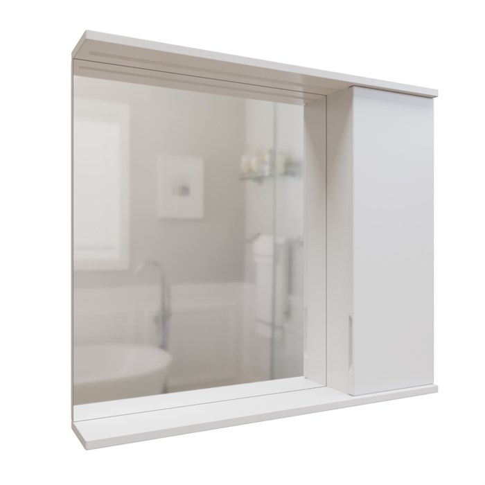 Зеркальный шкаф "Лайн-80" правый с подсветкой (ПВХ) zsЛАЙН80.R-01