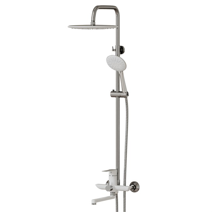 Душевая система 35к MIXLINE ML2415 излив лейка 3 позиции +лейка "Тропический душ" ХРОМ/БЕЛЫЙ ML2415