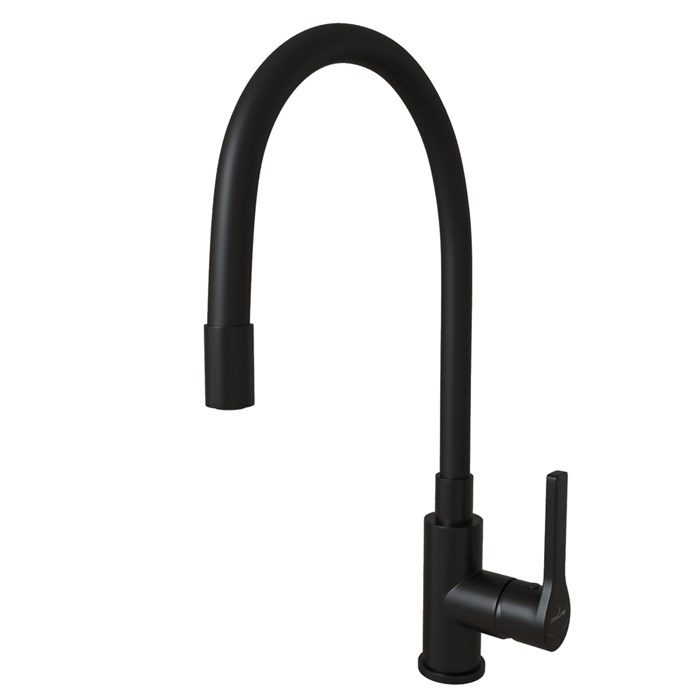 Смеситель для кухни 35k MIXLINE ML23-097 "Round Black" гибкий излив боковая ручка ЧЕРНЫЙ ML23-097