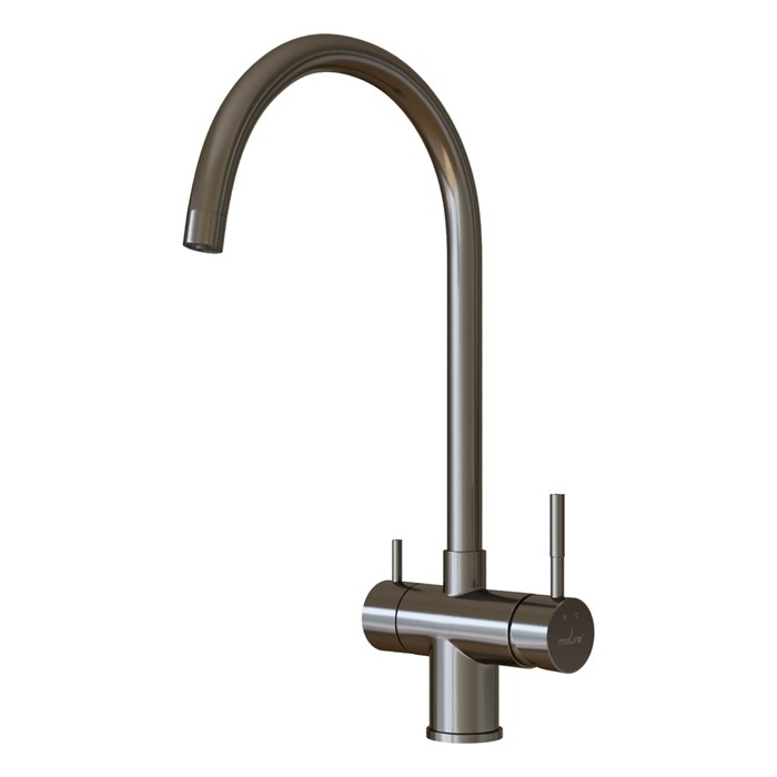 Смеситель для кухни 35k MIXLINE MLSS-0326BL трубчатый излив, подкл.к фильтру, п/гайку ЧЕРНЫЙ ГРАФИТ MLSS-0326BL