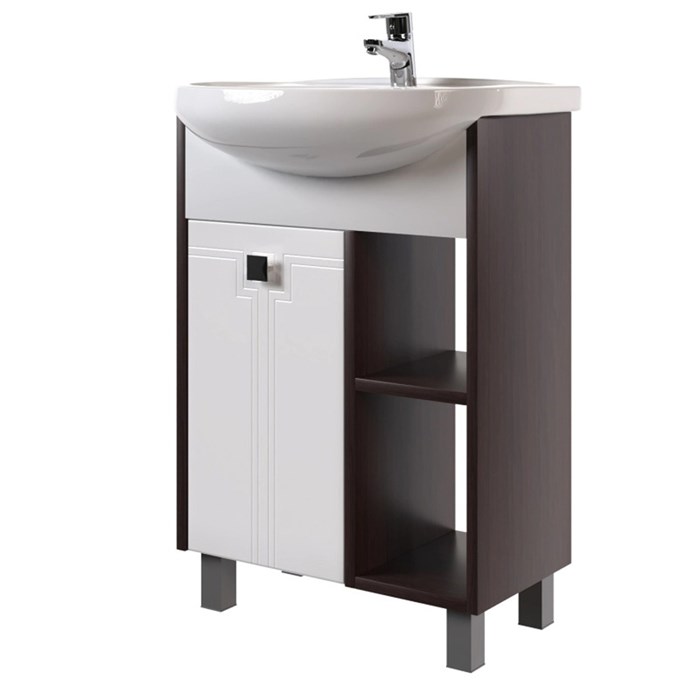 Тумба д/ванной "БОСКО-55" белая/венге под раковину Элеганс-55 (Rosa) (ПВХ) НФ-00005659