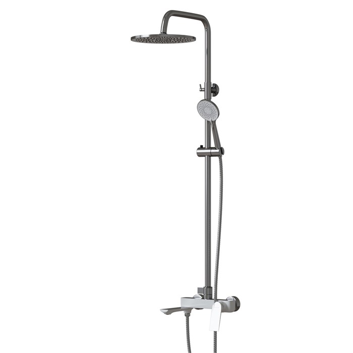 Душевая система 35к MIXLINE ML41-06"Swan White"излив лейка 3 поз.+лейка"Тропический душ"БЕЛЫЙ/ХРОМ ML41-06