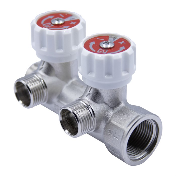 Коллектор 3/4''x1/2'' с регулировочными вентилями для подачи водоснабжения VALTEC  (2 вых) VTc.570.N.0502