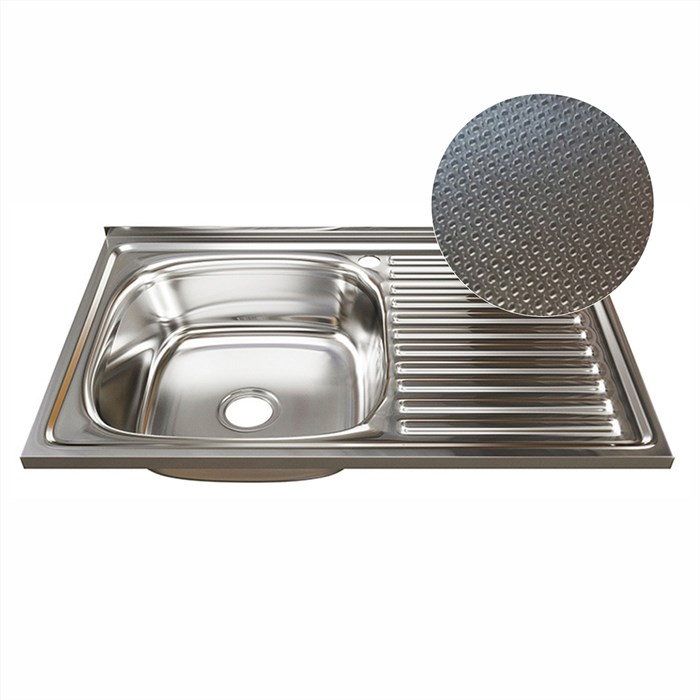 Мойка 80х50 (0,6) лев вып 3 1/2 MIXLINE 16см с сифоном ДЕКОР 555232