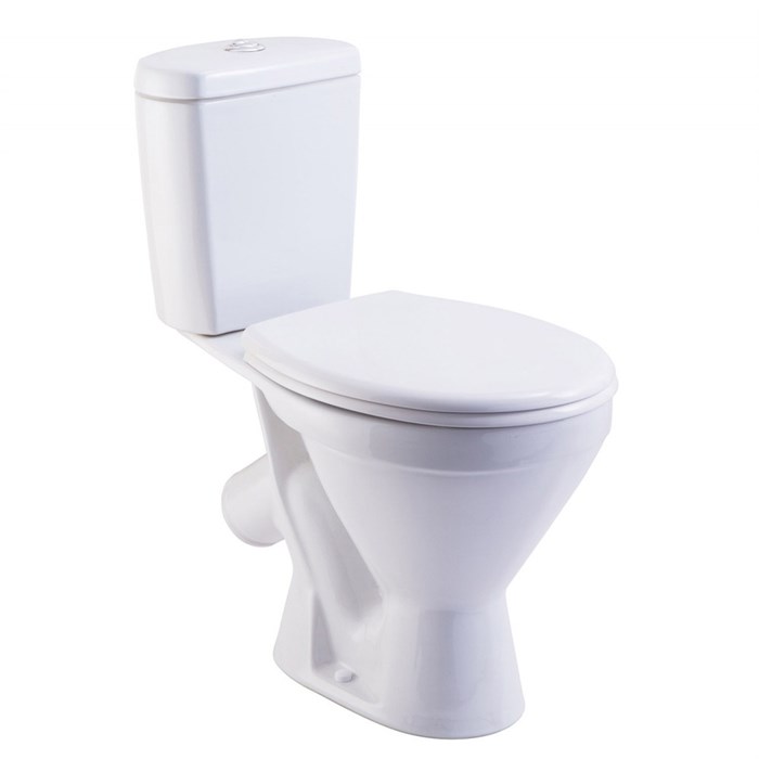 Унитаз-компакт "Стандарт ЭКОНОМ " белый (косой, нижн., сид. полип. упрощенное, арм.) (Rosa) 4610119208141