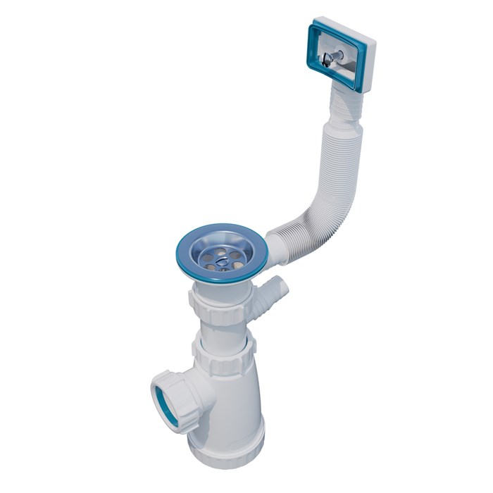 Сифон 1 1/2*40 с носиком и гибким прямоуг. переливом BS2200W ИНКОПЛАСТ BS2200W