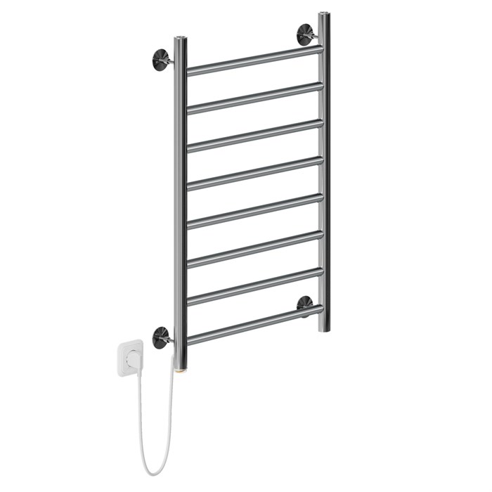 Полотенцесушитель MIXLINE VEGA  80х50 (кноп выкл, 340 Вт, 8 перекладин, левый) электрический ХРОМ ML-556367