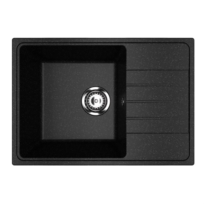 Мойкa ML-GMU06 УЛЬТРА с крылом, черный камень, 600*420 мм (глуб. чаши 170) 00-001421