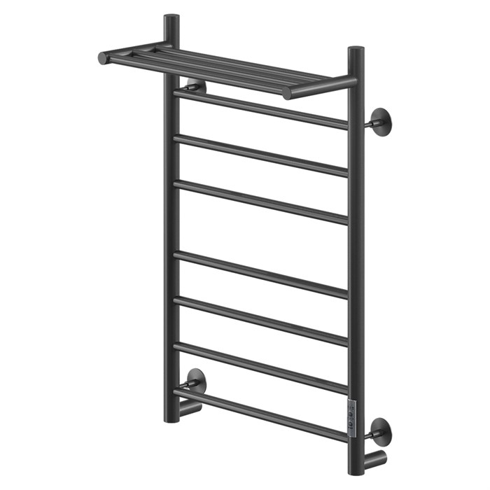 Полотенцесушитель MIXLINE VEGA  80х50 (таймер, 382Вт, 7 перекладин + ПОЛКА) электрический ЧЕРНЫЙ ML-556426