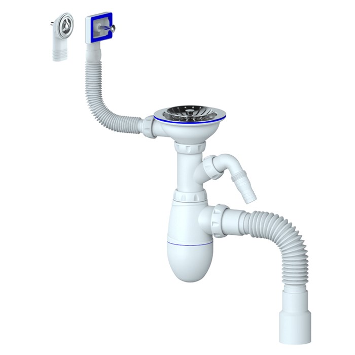 Сифон 3 1/2*40 B427P c носиком, круг и прямоуг перелив, с г/т 40*40*50 UNICORN(винт,шток,руч-пласт) B427P