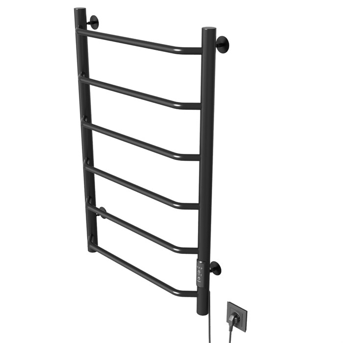 Полотенцесушитель MIXLINE MIRA  80х50 (таймер, 253 Вт, 6 перекладин) электрический ЧЕРНЫЙ ML-556351