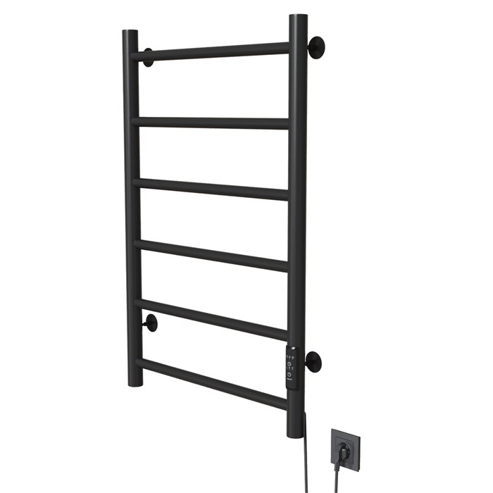 Полотенцесушитель MIXLINE VEGA  80х50 (таймер, 289 Вт, 6 перекладин) электрический ЧЕРНЫЙ ML-556349