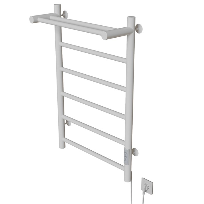 Полотенцесушитель MIXLINE VEGA  80х50 (таймер, 318Вт, 5 перекладин + ПОЛКА) электрический БЕЛЫЙ ML-556354