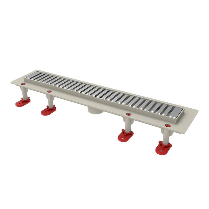 Трап линейный ТП-50D-700 решетка из нерж. стали "Полосы" с верт. выходом D50 мм, рамка из пластика 101200417